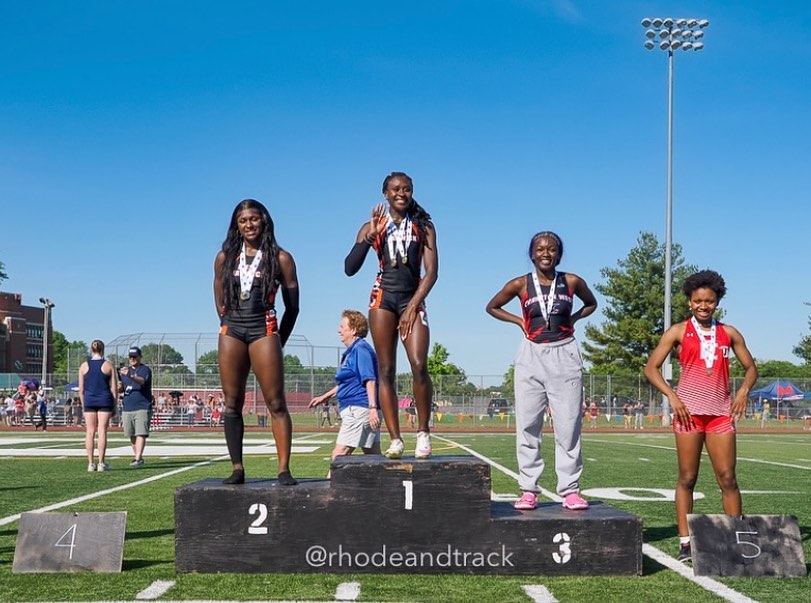 Lisa Raye on the medal stand