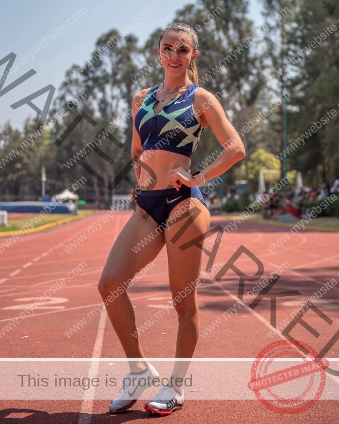 Dania Aguillon, Mexican model & track star, poses on the track
