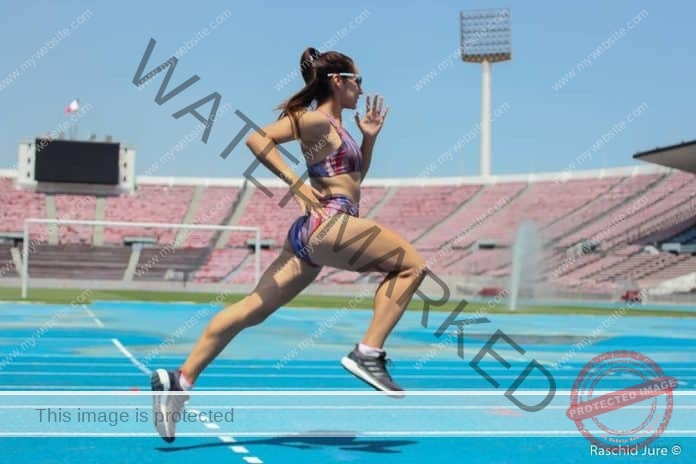 Sare Godoy Aceituno running mid-stride in a race.