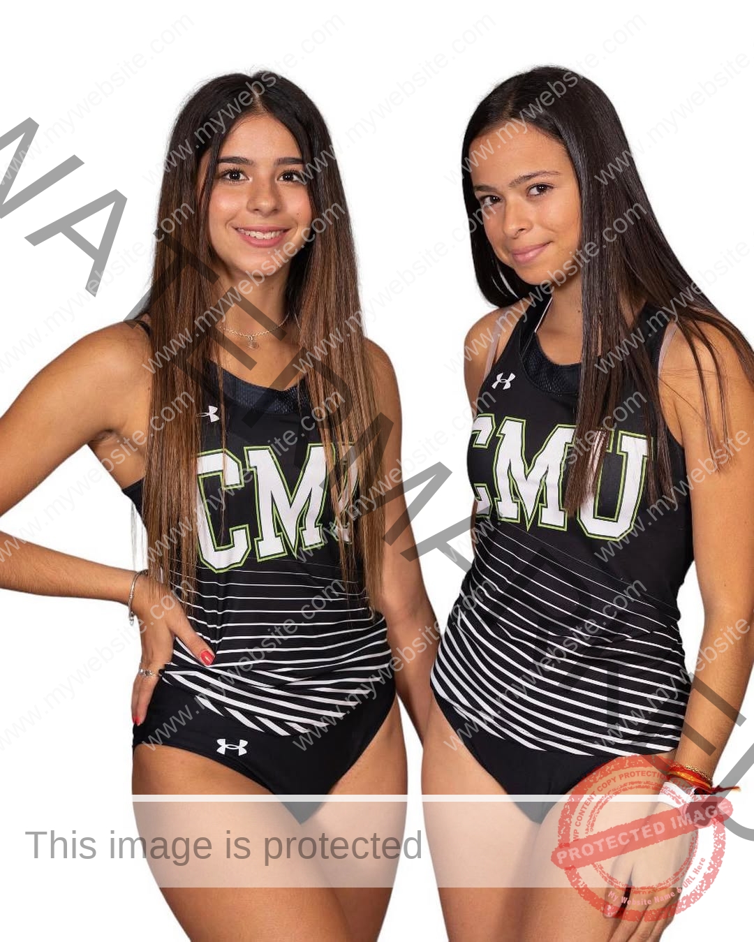 emma-deana-spain-emmadeana-15415 Emma Deana, track and field star from Spain 'Two young women in black CMU athletic uniforms stand side by side, smiling.